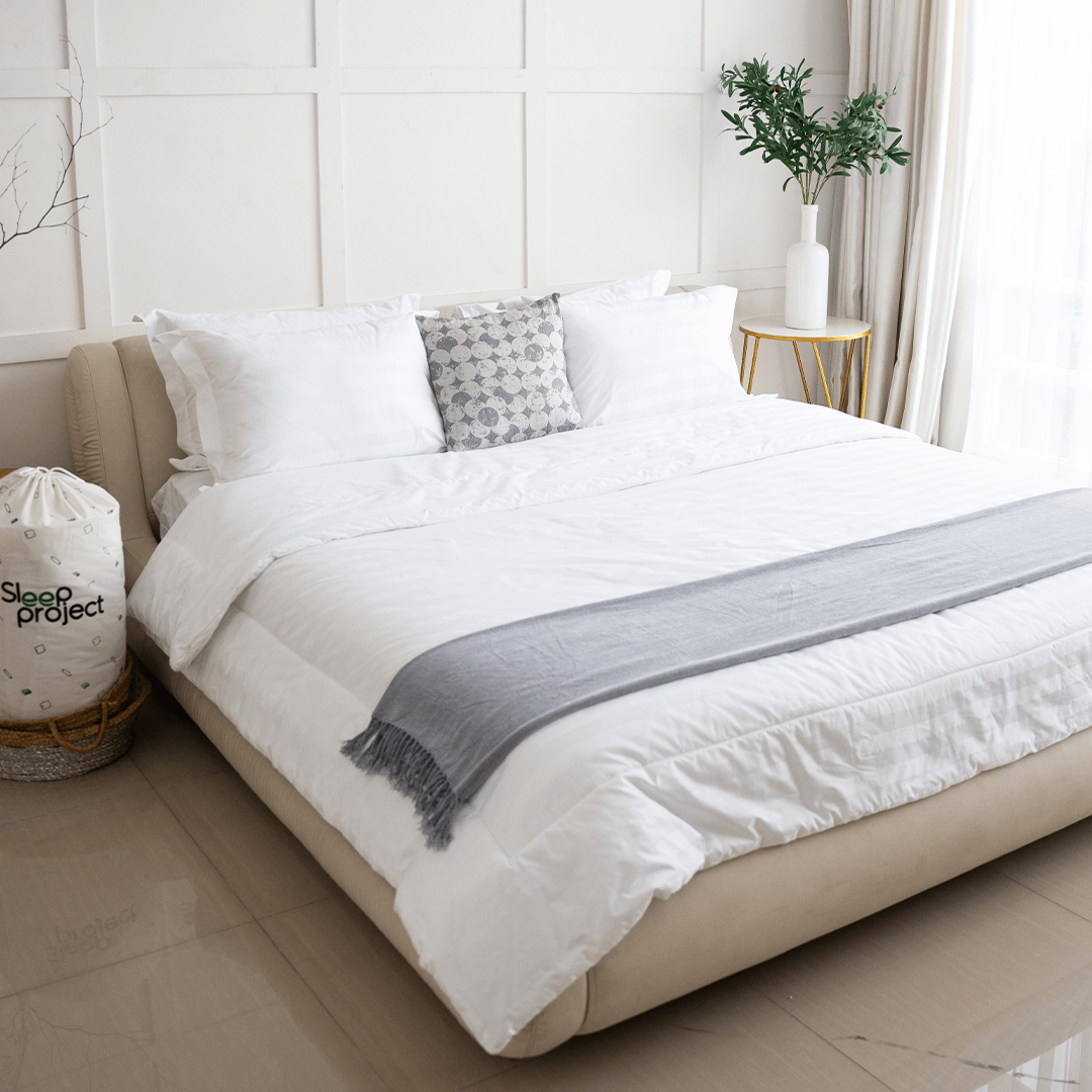 Stripes White Sleek Cotton Hotel Series Bedding Set Sleep Project