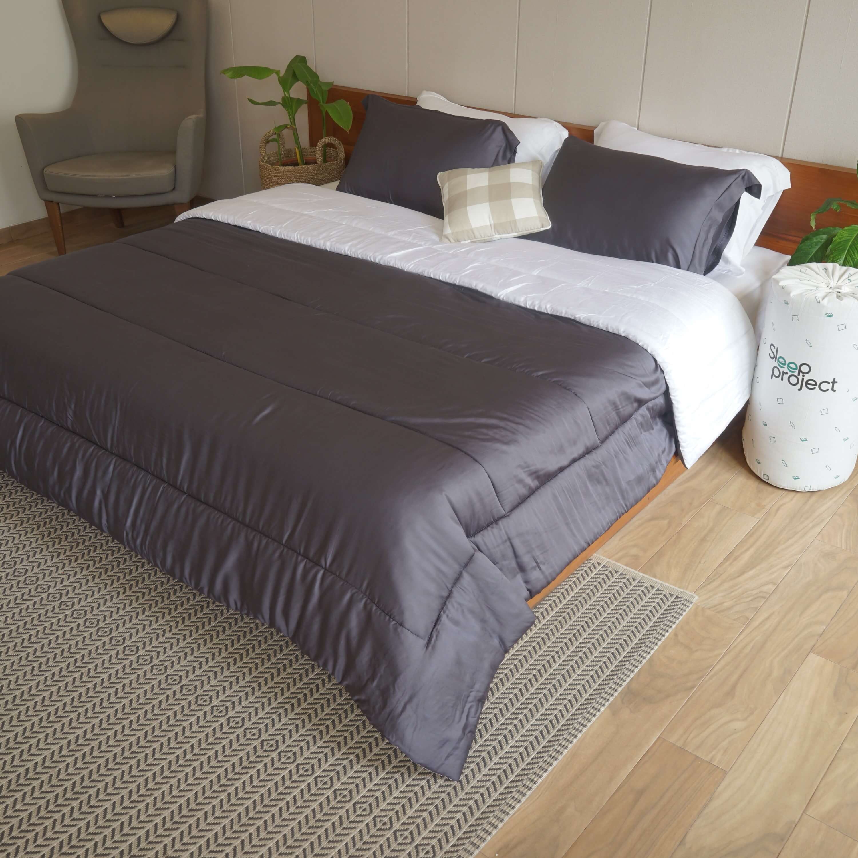 White & Grey Plain (TENCEL™ Lyocell) Bedding Set Sleep Project